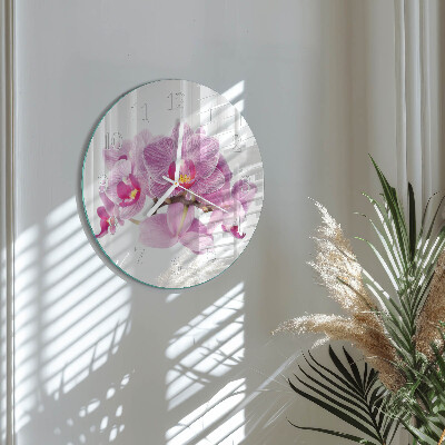Horloge ronde Orchidées