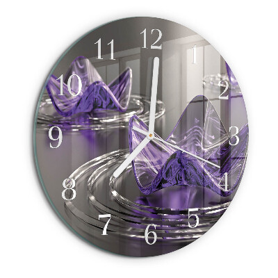 Horloge ronde Fleurs en verre