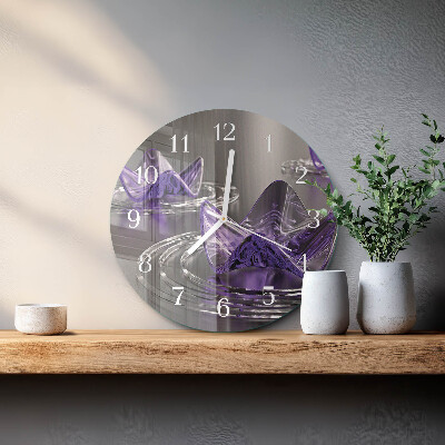 Horloge ronde Fleurs en verre