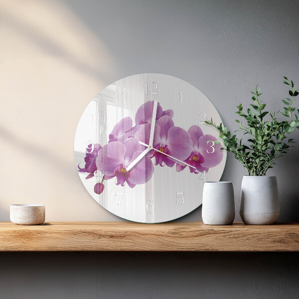 Horloge ronde Orchidée