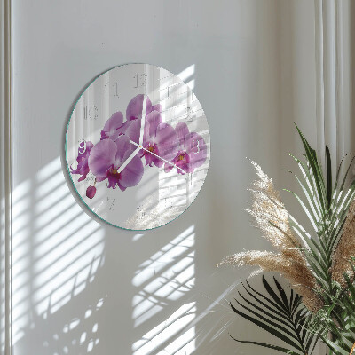 Horloge ronde Orchidée