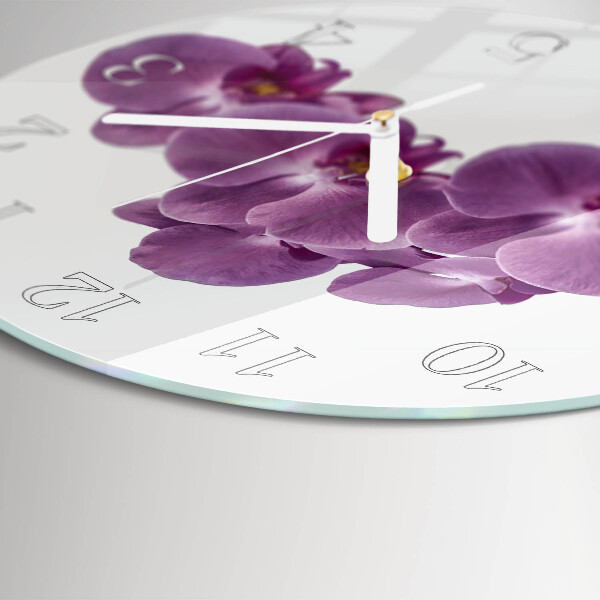 Horloge ronde Orchidée