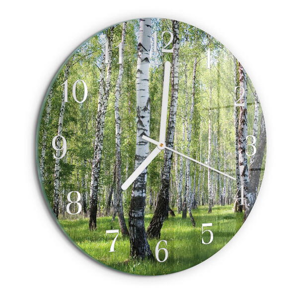 Horloge ronde Forêt de bouleaux