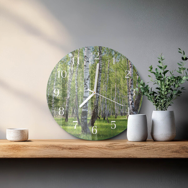 Horloge ronde Forêt de bouleaux