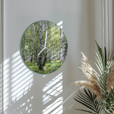 Horloge ronde Forêt de bouleaux