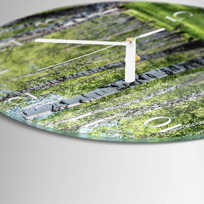 Horloge ronde Forêt de bouleaux