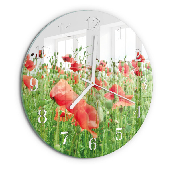 Horloge ronde Coquelicots
