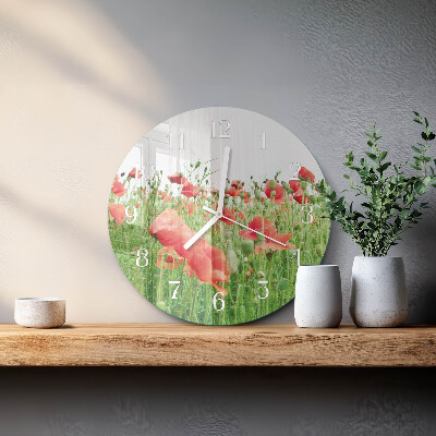 Horloge ronde Coquelicots