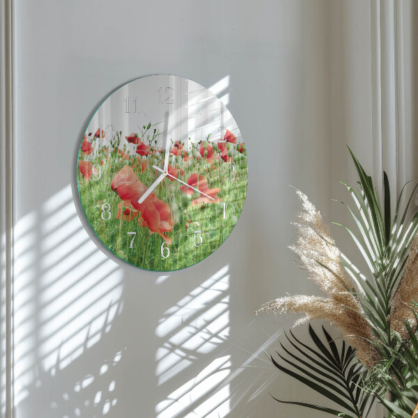 Horloge ronde Coquelicots