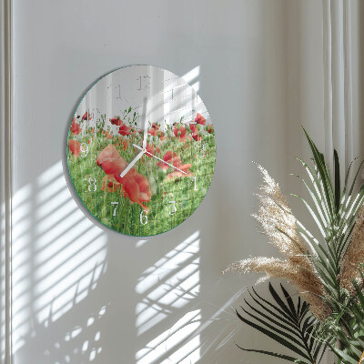 Horloge ronde Coquelicots