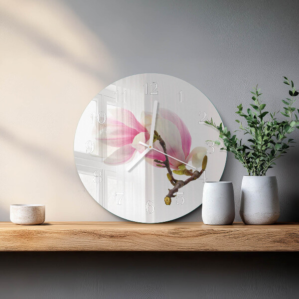 Horloge ronde Fleur de magnolia
