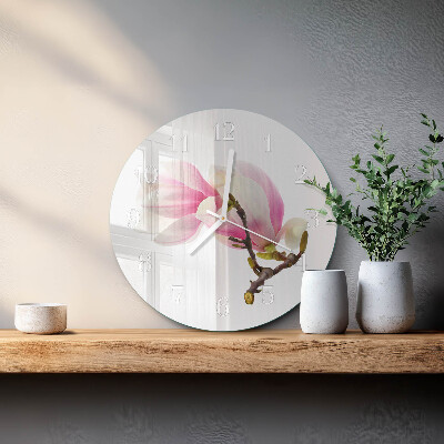 Horloge ronde Fleur de magnolia