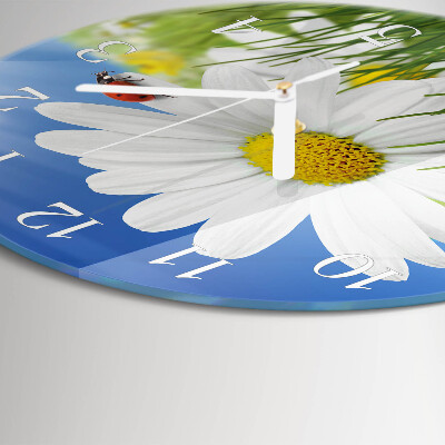 Horloge ronde Fleur et coccinelle