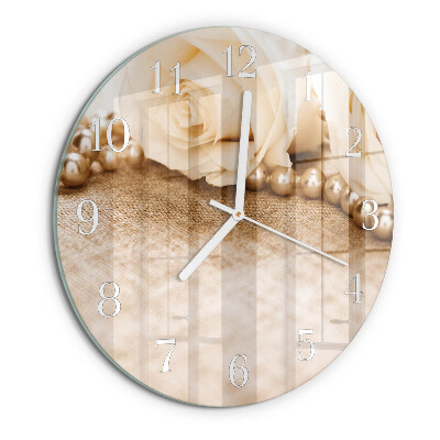 Horloge ronde Roses sépia vintage