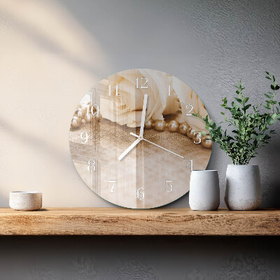 Horloge ronde Roses sépia vintage
