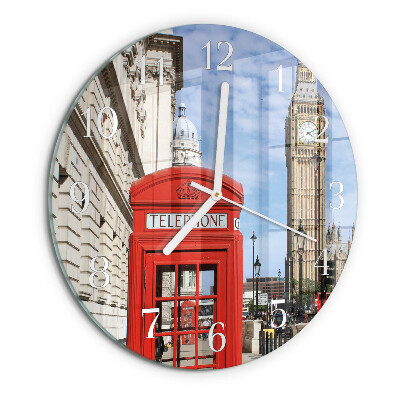 Horloge ronde Cabine téléphonique rouge