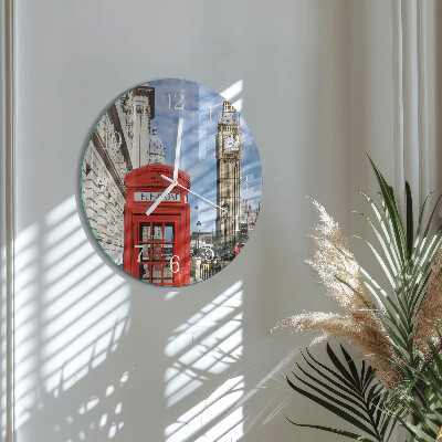 Horloge ronde Cabine téléphonique rouge