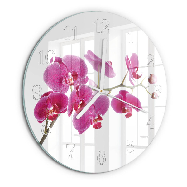 Horloge ronde Orchidée