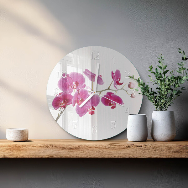 Horloge ronde Orchidée
