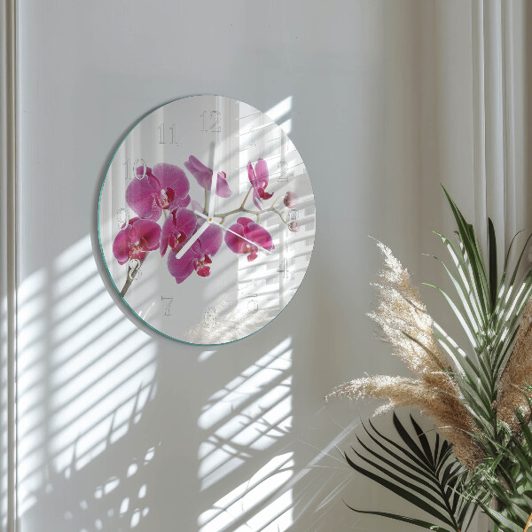 Horloge ronde Orchidée