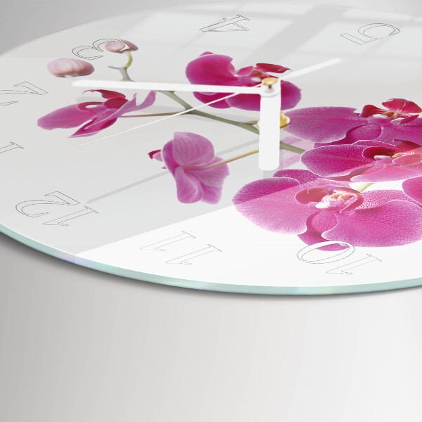 Horloge ronde Orchidée