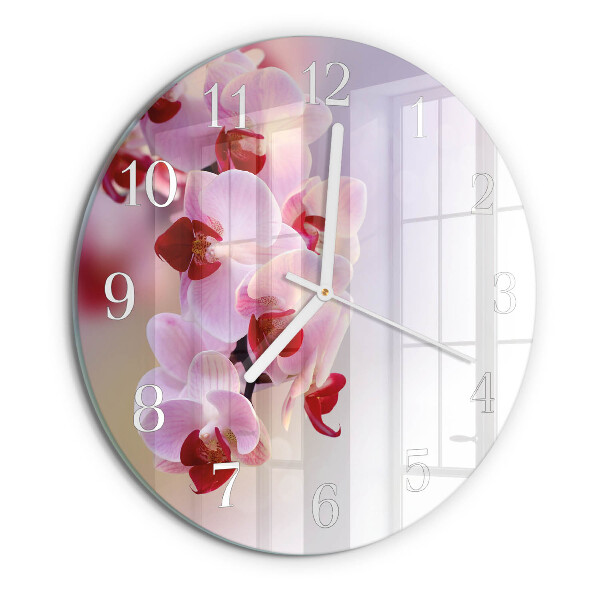 Horloge ronde Orchidée