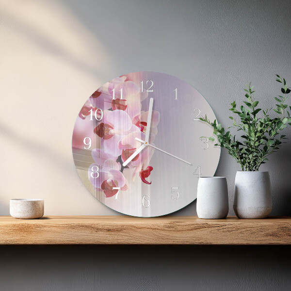 Horloge ronde Orchidée