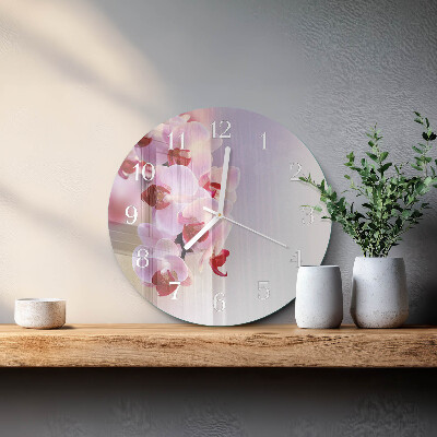 Horloge ronde Orchidée
