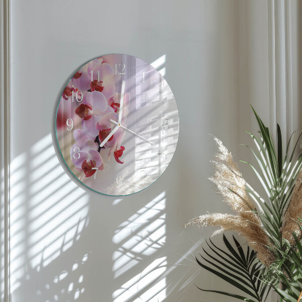 Horloge ronde Orchidée