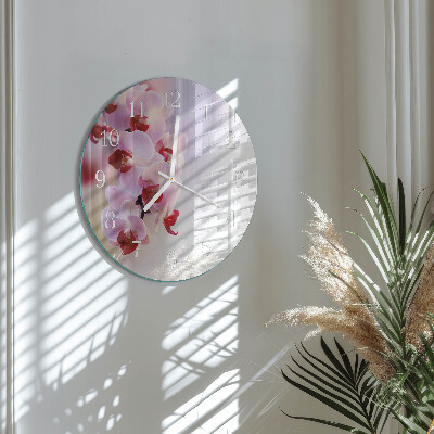 Horloge ronde Orchidée