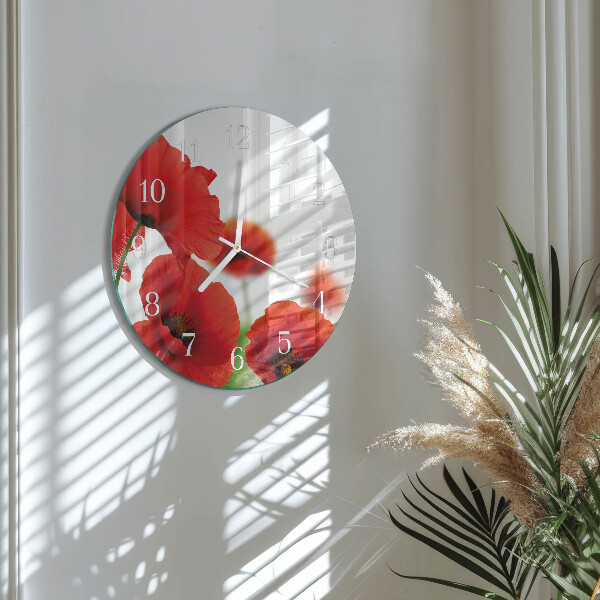 Horloge ronde Coquelicots