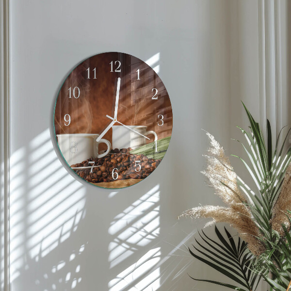 Horloge ronde tasses à café