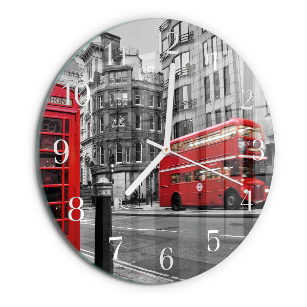 Horloge ronde Bus rouge