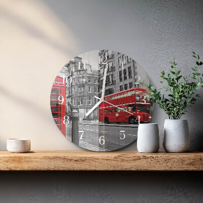 Horloge ronde Bus rouge