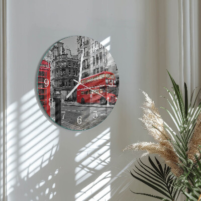 Horloge ronde Bus rouge