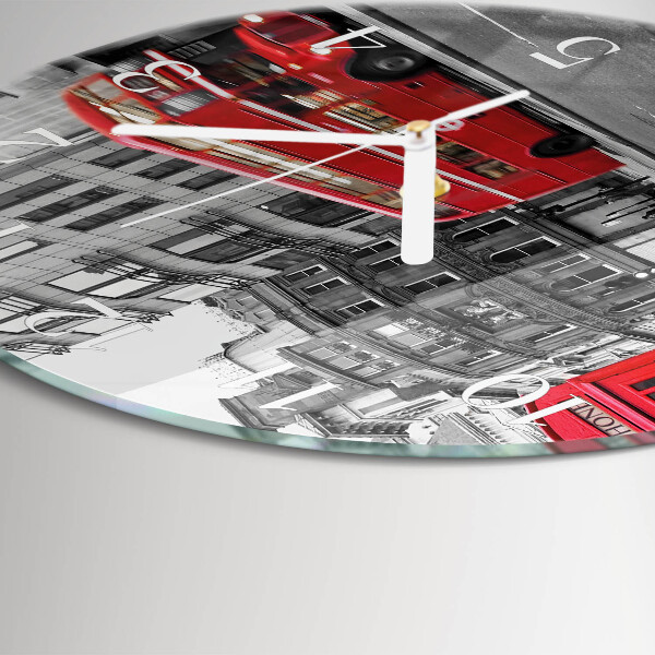 Horloge ronde Bus rouge