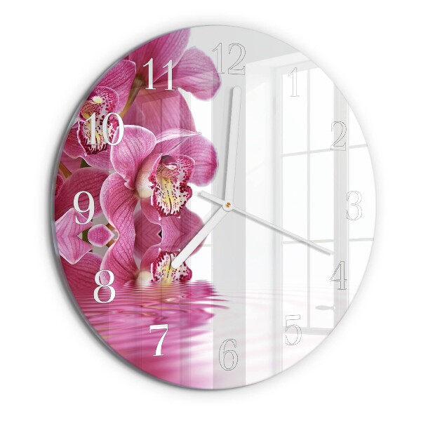 Horloge ronde Orchidée