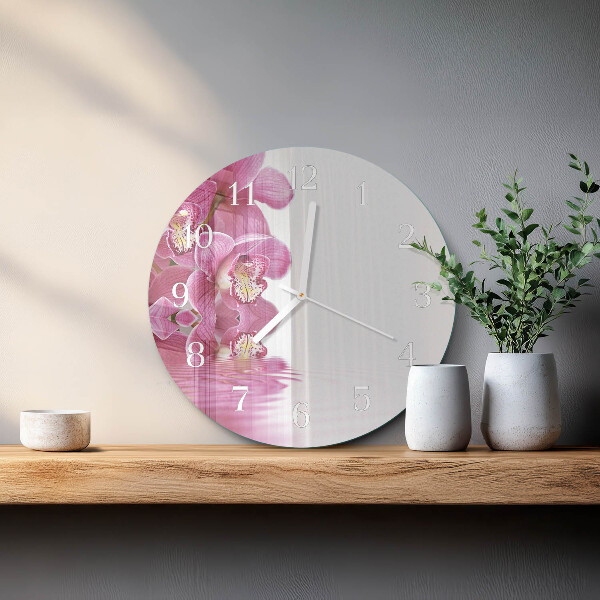 Horloge ronde Orchidée
