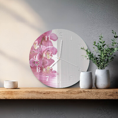 Horloge ronde Orchidée