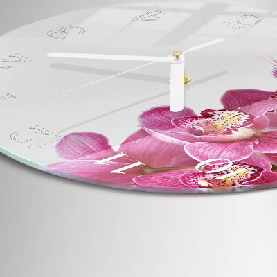 Horloge ronde Orchidée