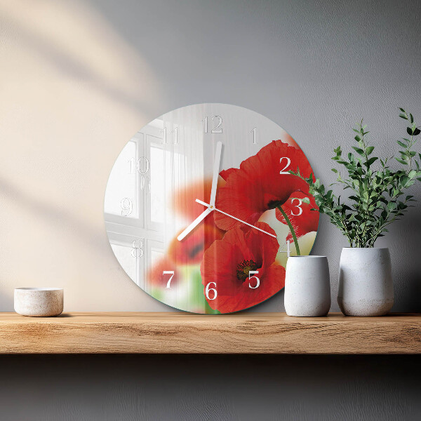 Horloge ronde Coquelicots