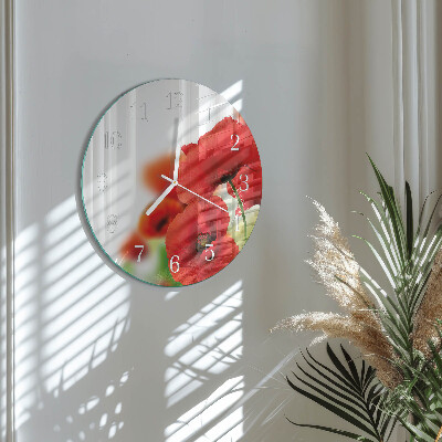 Horloge ronde Coquelicots