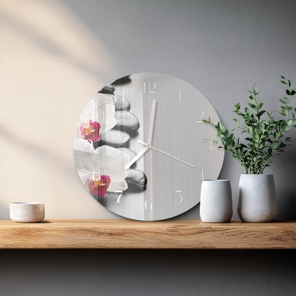 Horloge ronde Pierres d'orchidées