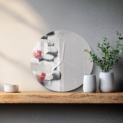 Horloge ronde Pierres d'orchidées