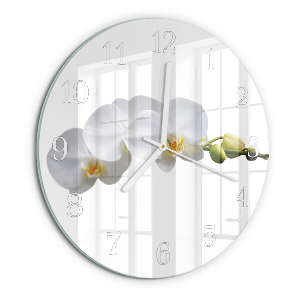 Horloge ronde Orchidée