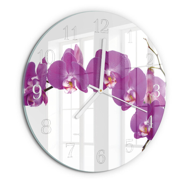 Horloge ronde Orchidée