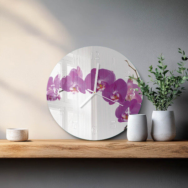 Horloge ronde Orchidée