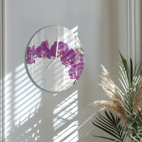 Horloge ronde Orchidée