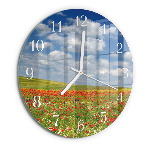 Horloge ronde Champ de coquelicots