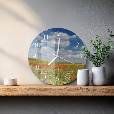 Horloge ronde Champ de coquelicots